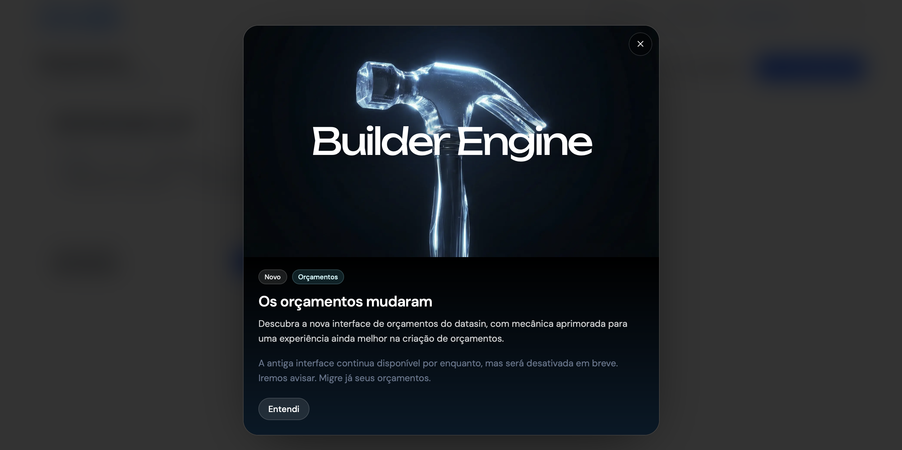 Figura 1 — Boas-vindas Builder Engine