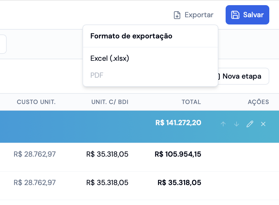 Figura 10 — Menu Exportar