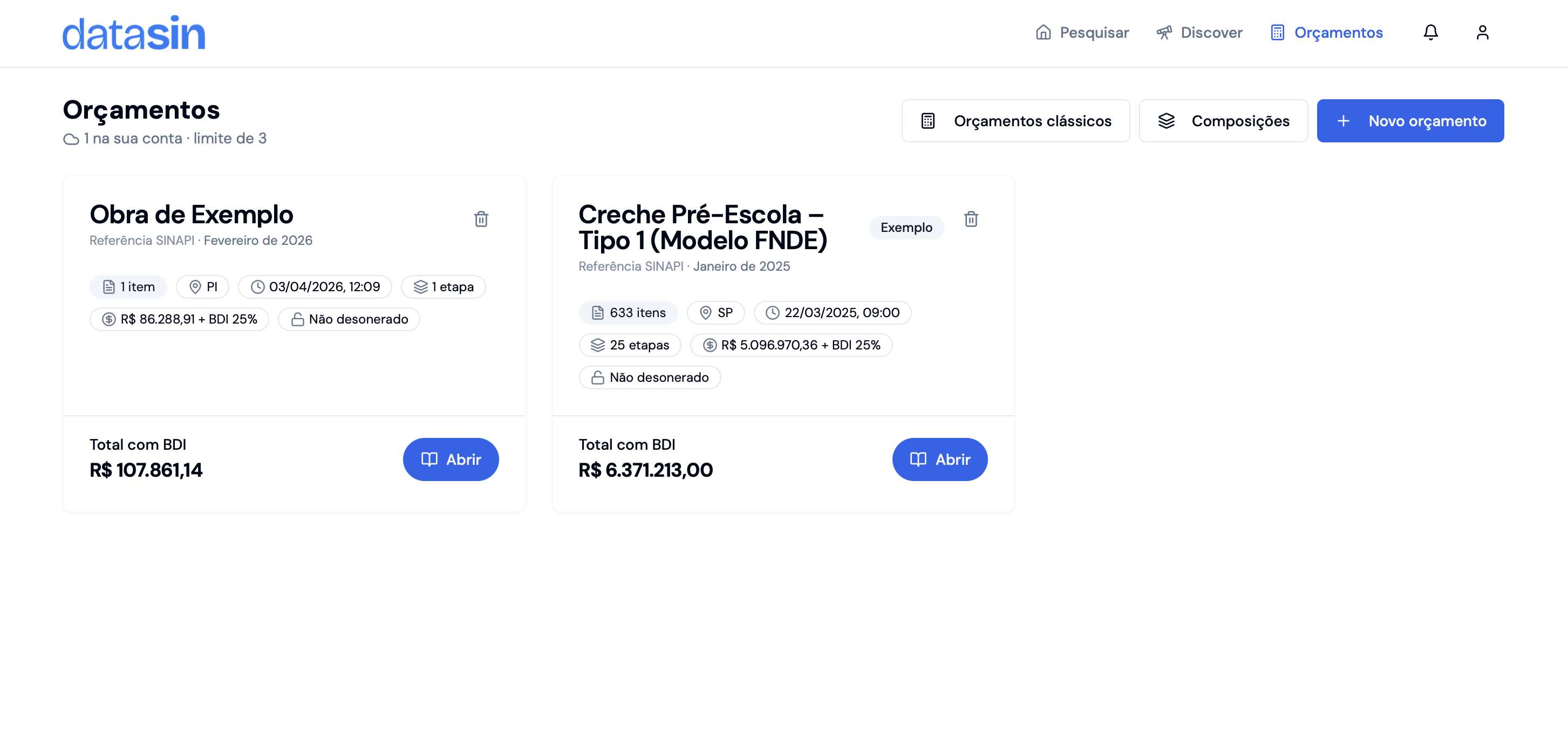 Figura 2 — Lista de orçamentos